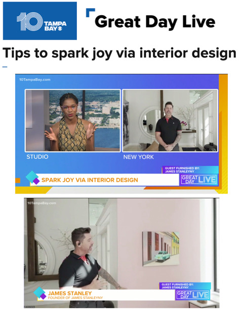 James Stanley interview with wtsp: Tips to spark joy via interior design